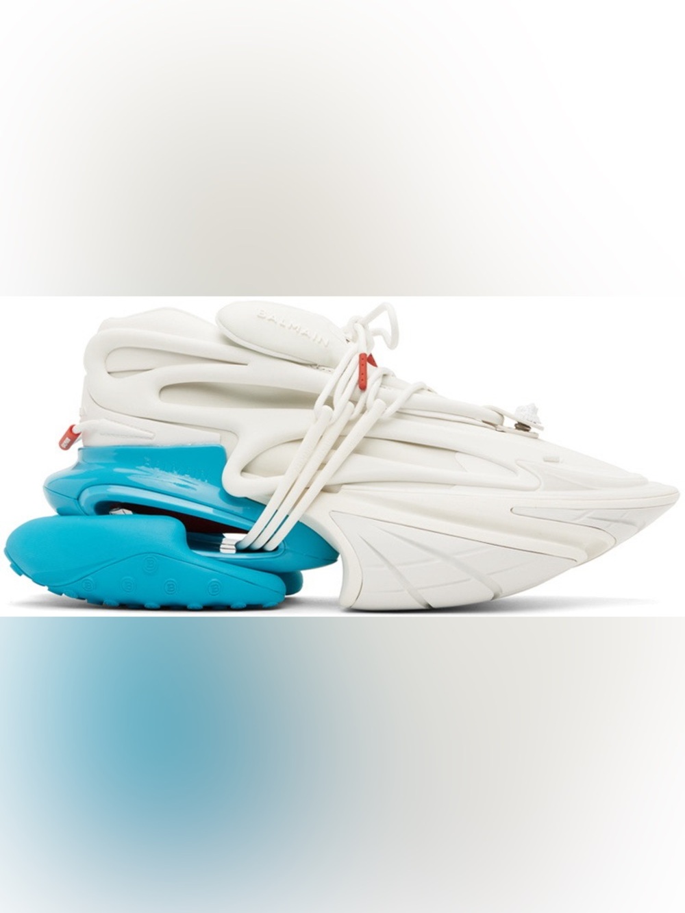 Balmain White & Blue Unicorn Sneakers